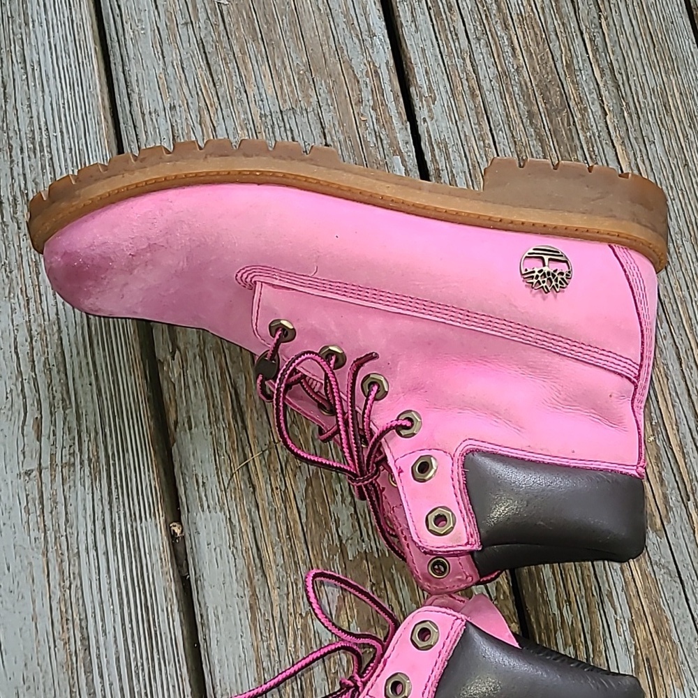 Pink Susan G Komen Breast Cancer Timberland Special Edition Boots size 7 Boys - Picture 17 of 17